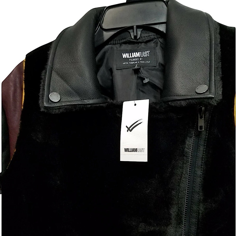 William Rast Noelie Varsity Moto Jacket Black Faux Fur & Leather Oversized Small - Picture 10 of 16